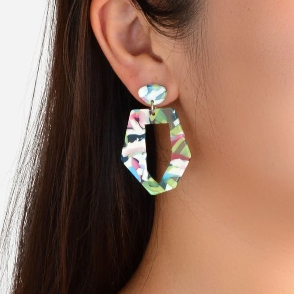 multicolor geometric acrylic earrings